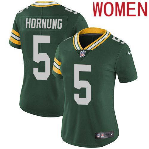 Women Green Bay Packers 5 Paul Hornung Green Nike Vapor Limited NFL Jersey